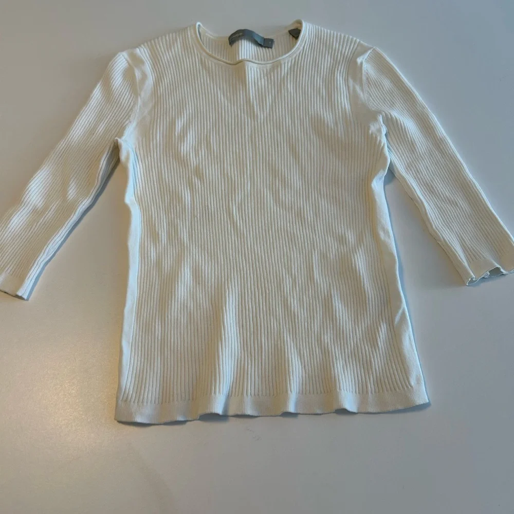 Vince Cream Ribbed Knit Top - Picture 9 of 9
